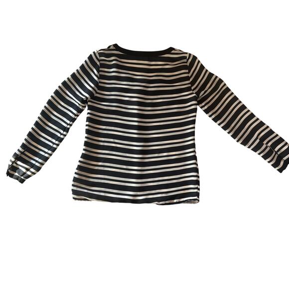 ZARA BLACK AND WHITE STRIPPED BLOUSE VNECK WITH BOTTONS SIZE XS SHEER - Picture 2 of 5